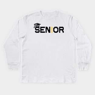 Senior 2022 orang and black Kids Long Sleeve T-Shirt